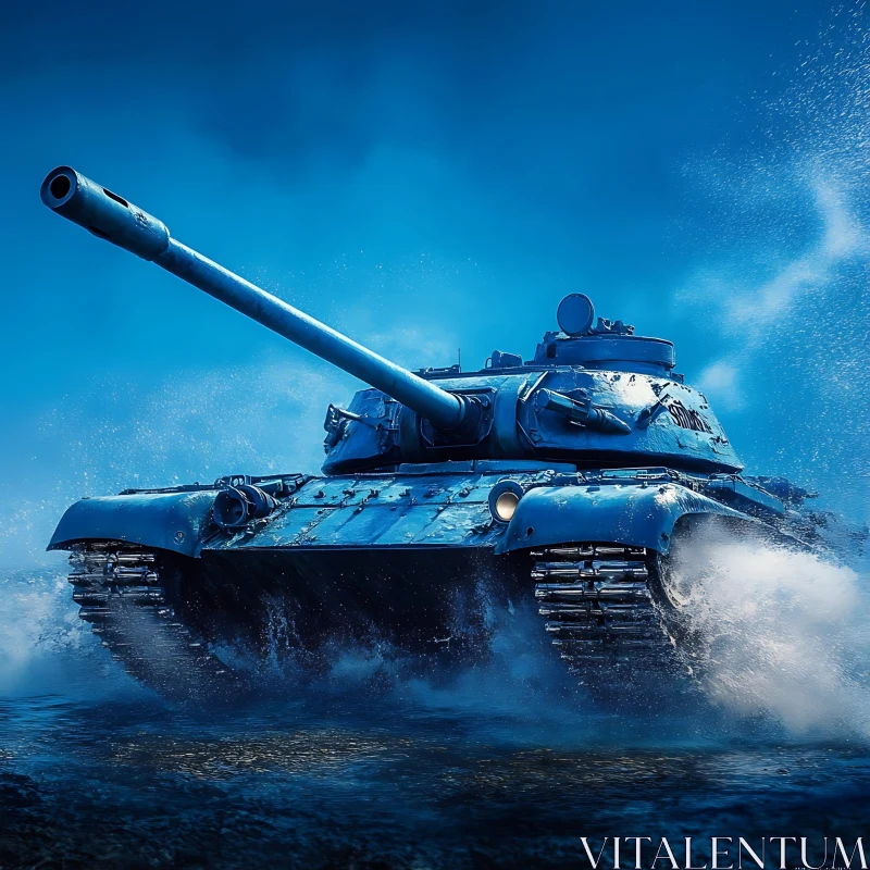 AI ART Blue Tank in Motion