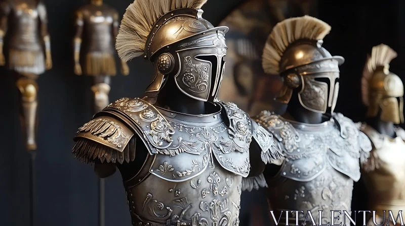 Detailed Roman Armor with Crested Helmets AI Image