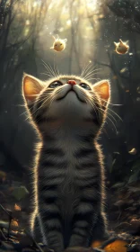 Whimsical Kitten in Nature