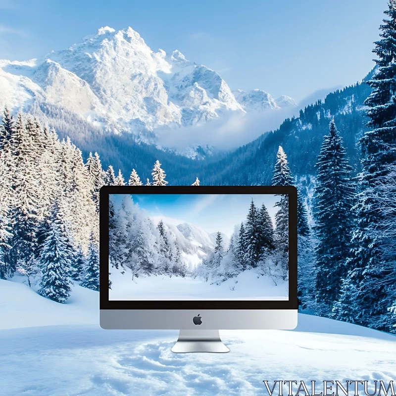 Snowy Mountains and Technology AI Image