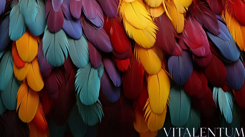 Abstract Surrealistic Colored Feathers Installation AI Image