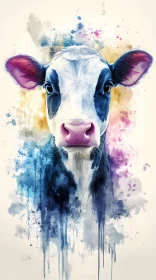 Colorful Cow Watercolor Art