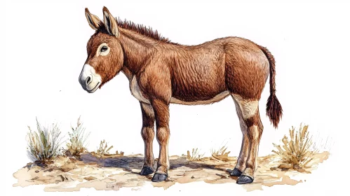 Donkey Illustration in Nature