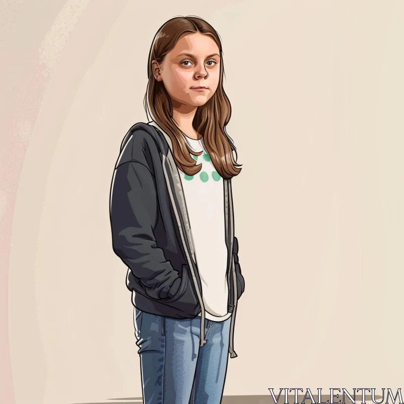 AI ART Greta Thunberg Portrayed in Artistic Illustration