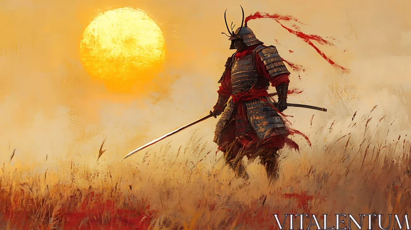 AI ART Lone Samurai in Golden Field