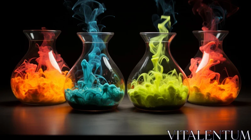 Colorful Vases with Enigmatic Smoke | Anamorphic Art AI Image