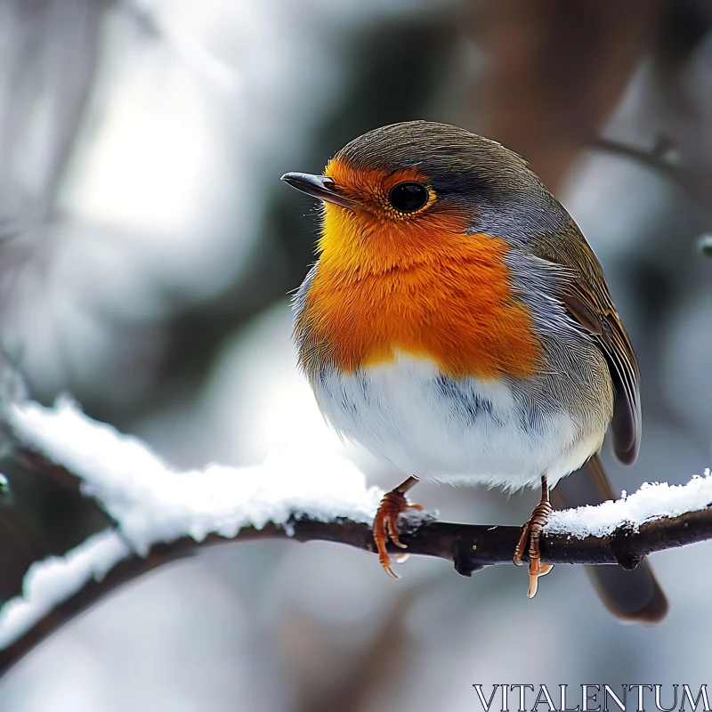 Winter Robin Portrait AI Image