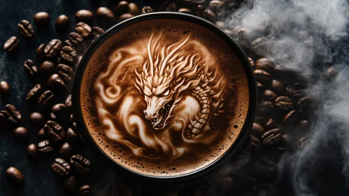 Coffee Cup with Dragon Latte Design