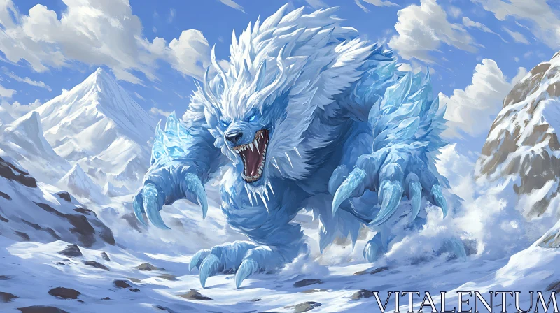 AI ART Frozen Beast Roaming the Mountains