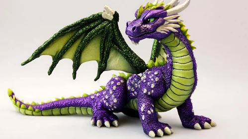 Purple and Green Dragon Statue