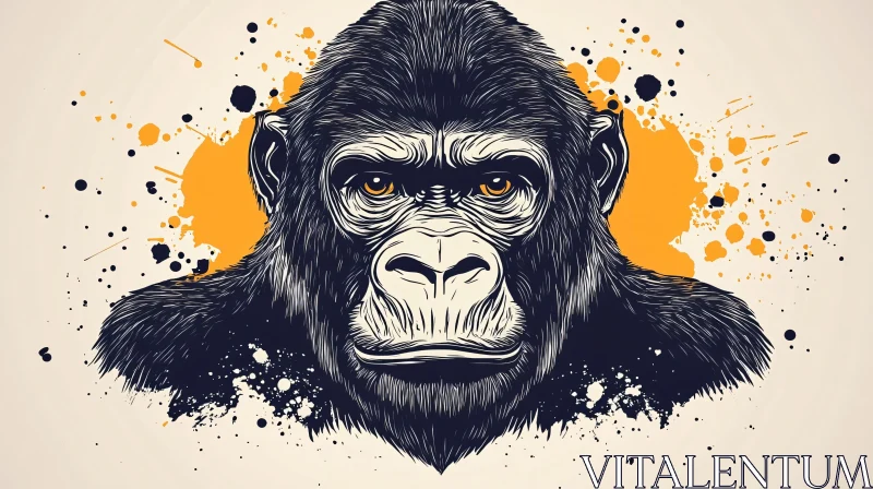 Wildlife Art: Gorilla in Abstract AI Image