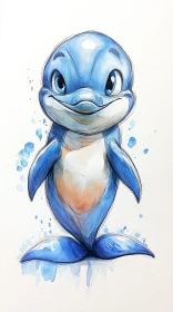 Playful Blue Dolphin Art