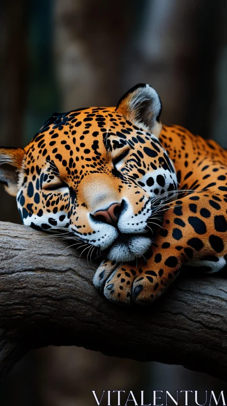 Leopard Sleeping in Natural Habitat AI Image