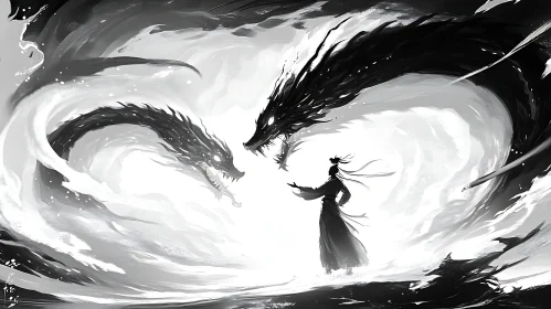 Black and White Dragons Confrontation