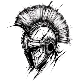 Monochrome Spartan Warrior Helmet Art