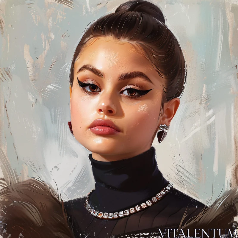 AI ART Selena Gomez Exquisite Portrait