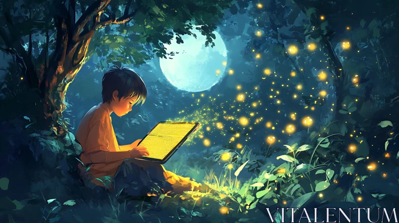 AI ART Magical Night Reader