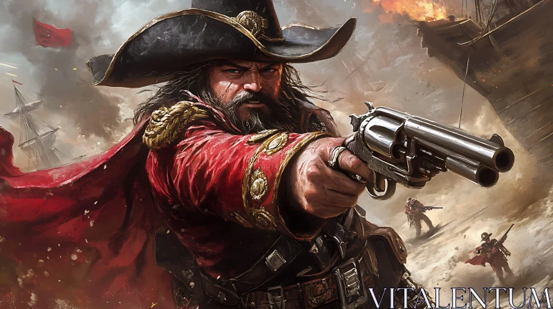 Pirate with Double-Barreled Pistol AI Image