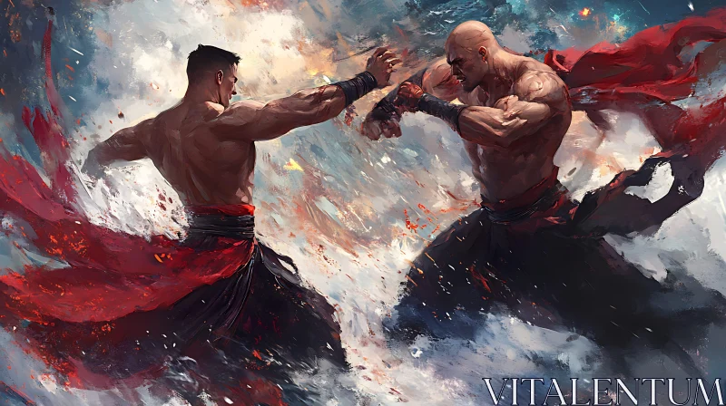 AI ART Intense Warrior Fight Art Illustration