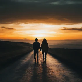 Couple Walking at Sunset