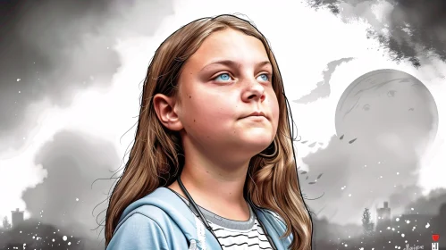 Environmental Advocate Greta Thunberg in Thought