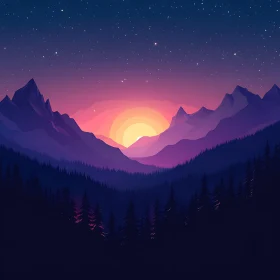 Mountain Sunset Landscape