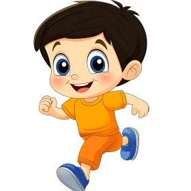 Cheerful Boy Cartoon Running