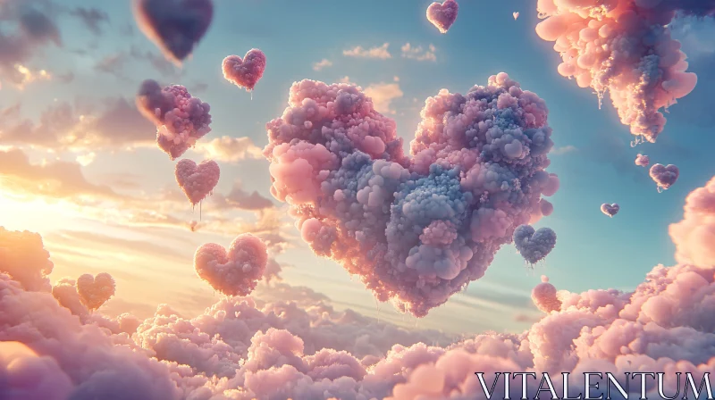 AI ART Floating Hearts in the Sky