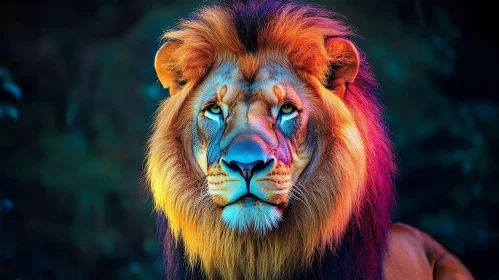 Majestic Lion with Painted Mane