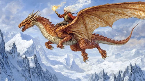 Fantasy Dragon Flight Over Peaks