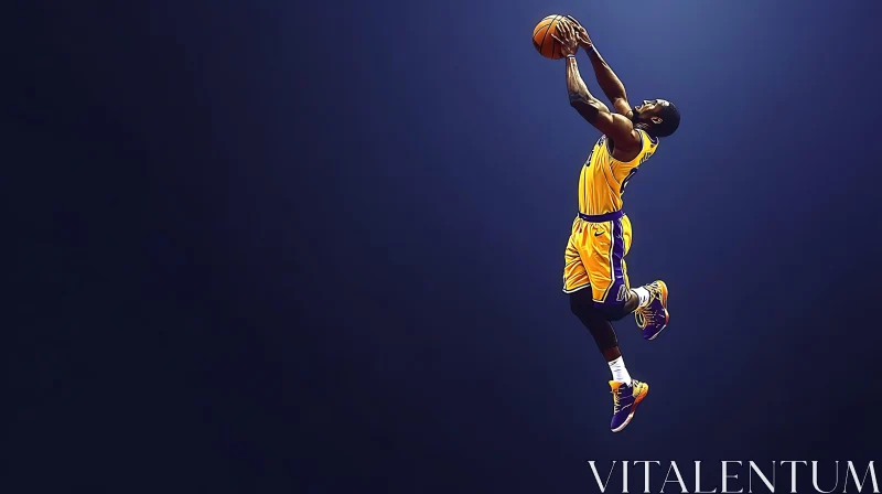 Athlete Jumping with Ball AI Image