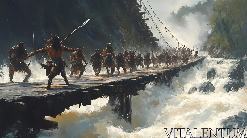 AI ART Ancient Warriors on a Bridge