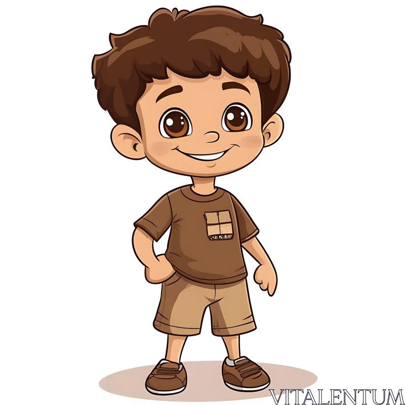 AI ART Smiling Boy Cartoon Illustration