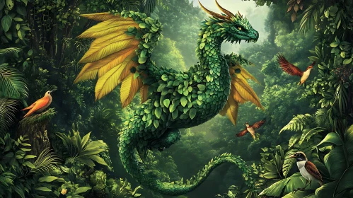 Green Dragon with Leaf Scales Artwork