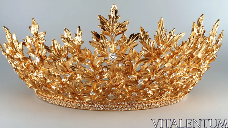 AI ART Ornate Golden Crown with Diamond Accents