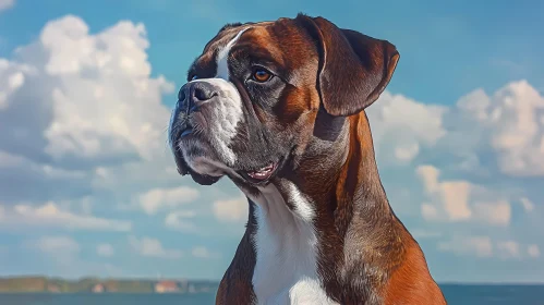 Boxer Against Blue Sky