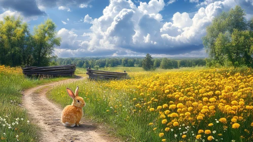 Rabbit in Dandelion Meadow