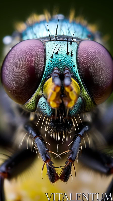 Insect Portraiture | Close-Up Bug Face Capture in Light Emerald and Navy AI Image