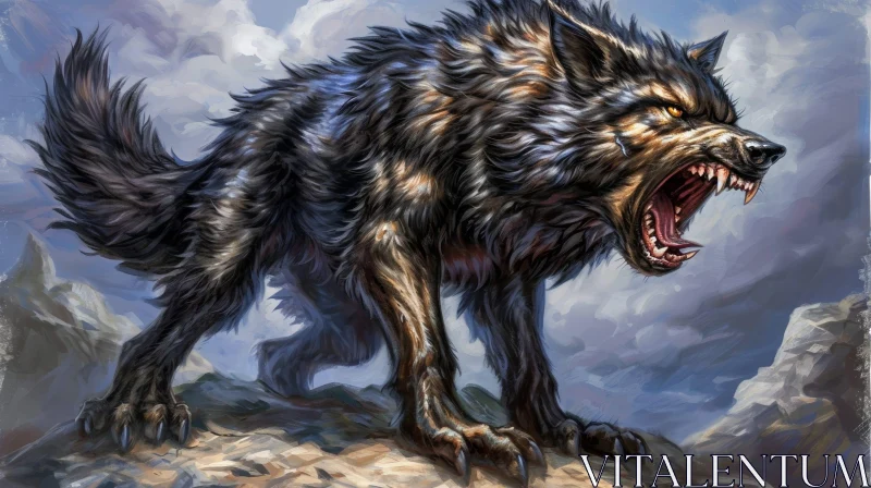 Powerful Wolf Digital Painting - Captivating Nature Artwork AI Image