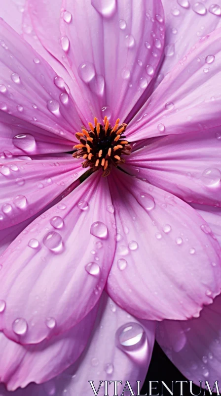 Purple Flower with Water Drops - Nature Photography AI Image