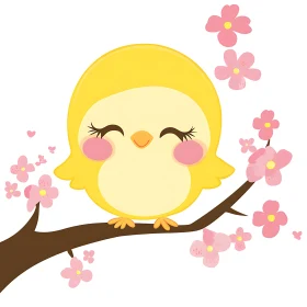Sweet Bird with Cherry Blossoms Artwork