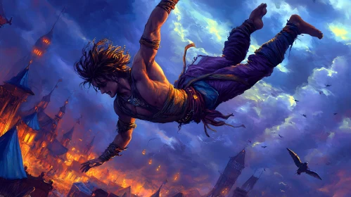 Fantasy Art of Man in Flight