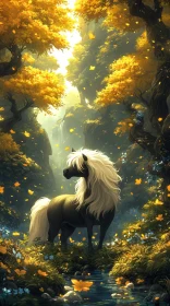 Majestic Horse in a Golden Forest Glade