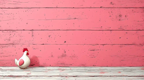 Rustic Chicken and Pink Wooden Planks