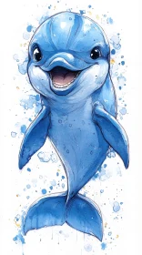 Playful Blue Dolphin Art