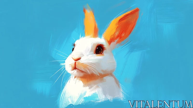 Cute Rabbit Illustration on Blue AI Image