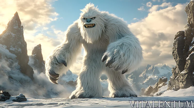 AI ART Fearsome Yeti Portrait in Winter Wilderness