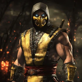 Mysterious Fighter with Glowing Eyes