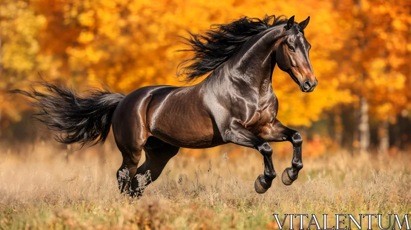 Autumnal Galloping Horse AI Image