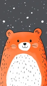 Adorable Bear in Snowy Background